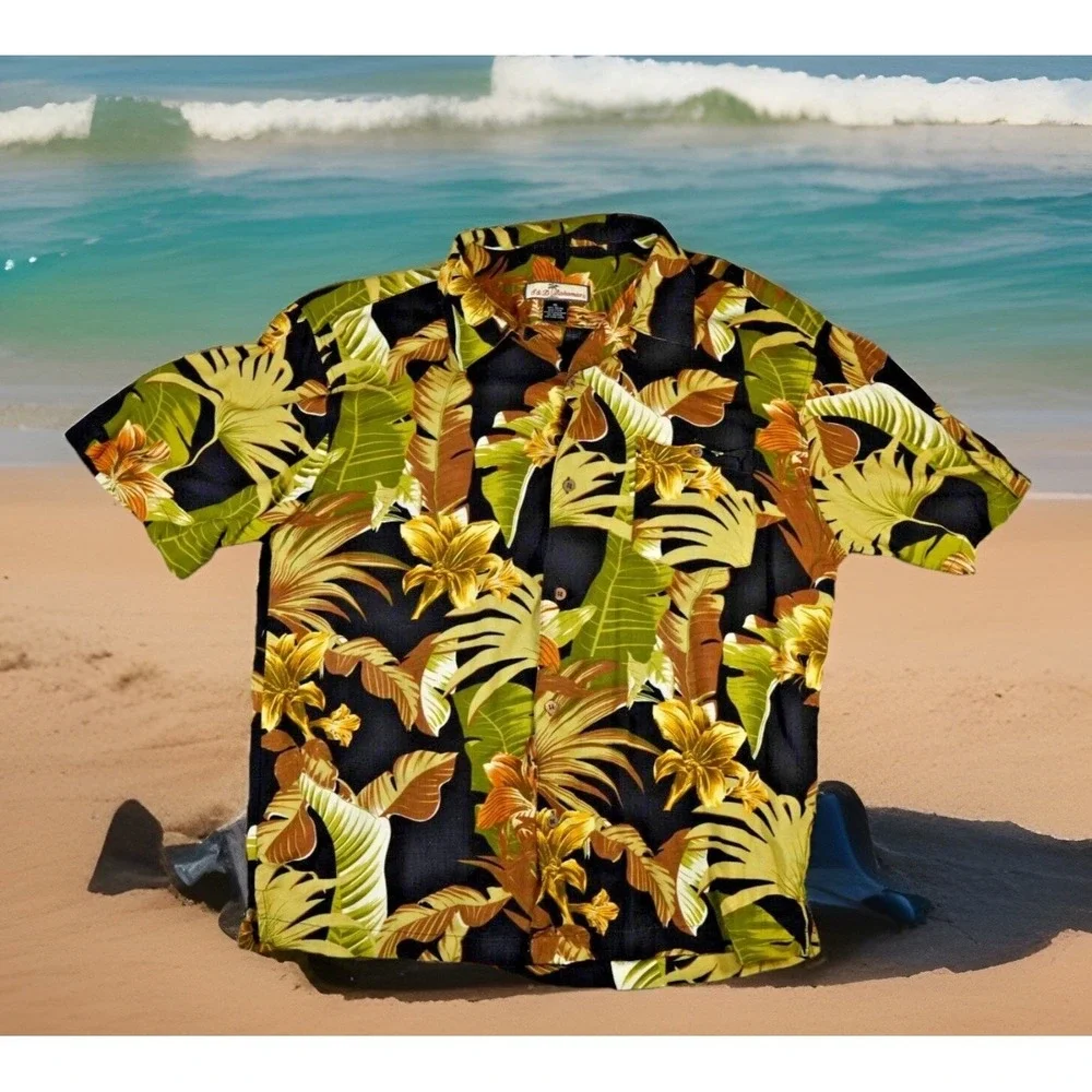 S&D Bahamas Short Sleeve Casual Shirt Tropical Print XL‎ Rayon